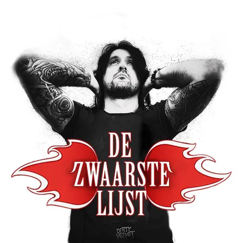 DJ Turbeau with his hands behind his head on the De Zwaarste Lijst poster